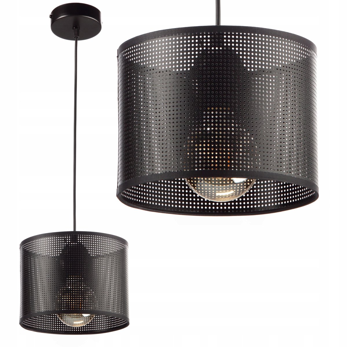 Moderne Zwarte Hanglamp met Gaten - 1xE27 - Hoogte 100cm