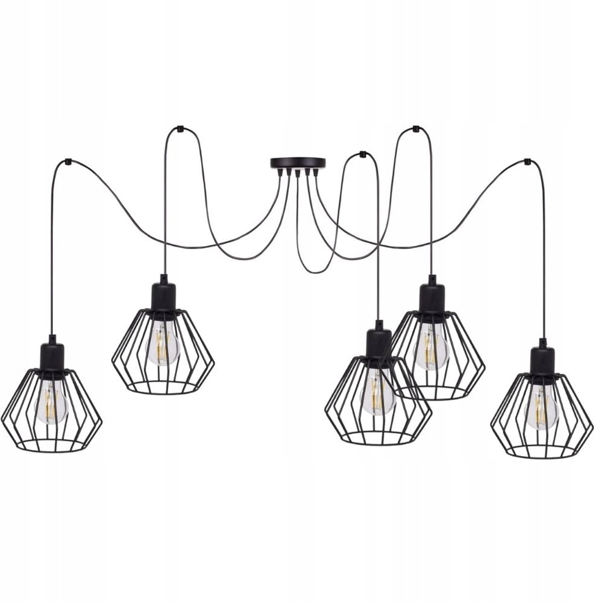 Spider Hanglamp 5-lichts Zwart/Wit - Loft Stijl