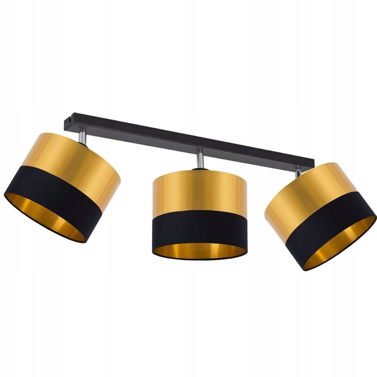 Gouden Plafondlamp met Stoffen Kap - 3-Lichts Hanglamp