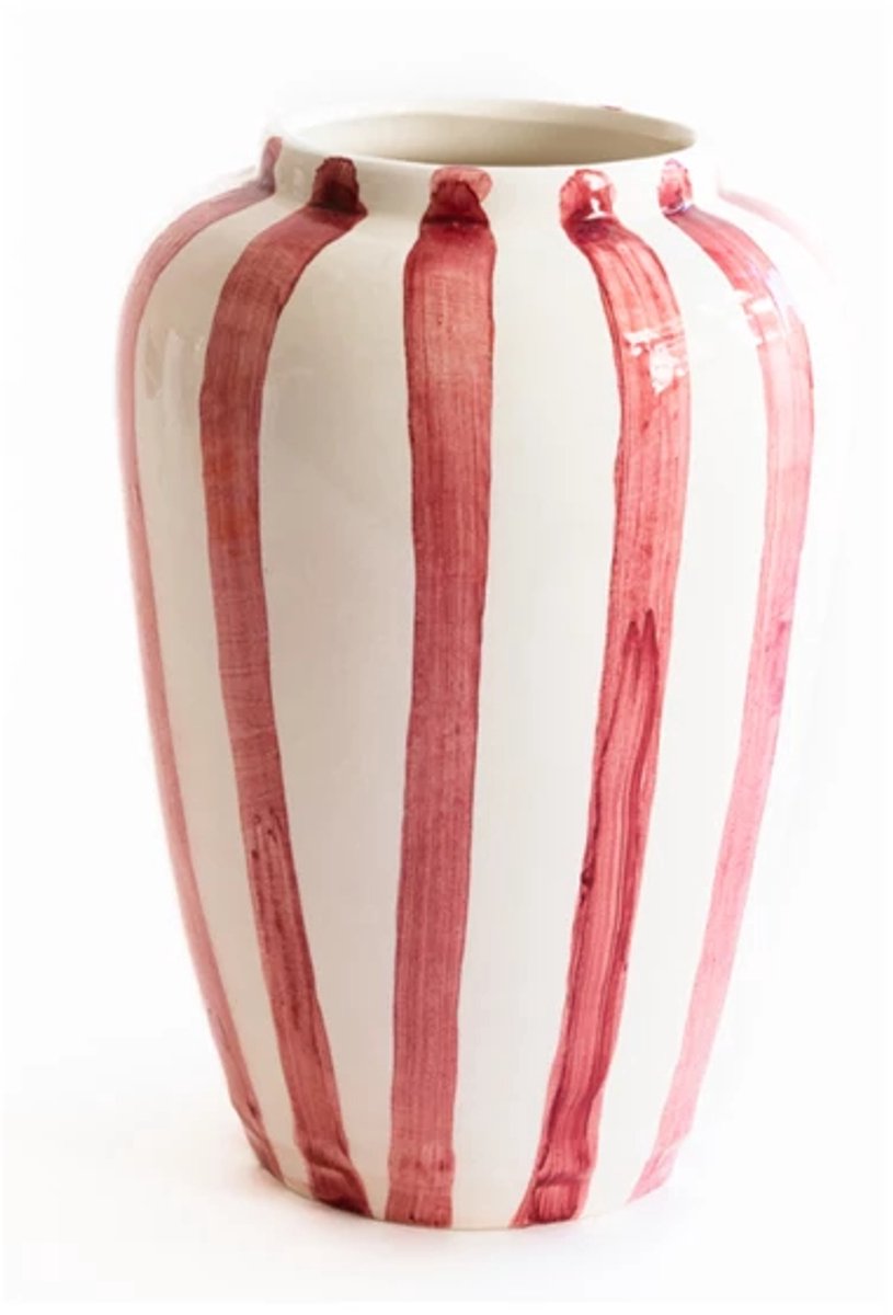 Val Pottery Foolish Funky Flower vaas XL H25cm roze streep