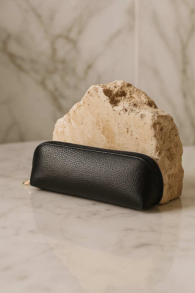 Lundholm Etui Dames Zwart - Luxe Kunstleren Pennenzak & Make-up Tas - Hasvik Serie - Scandinavisch Design