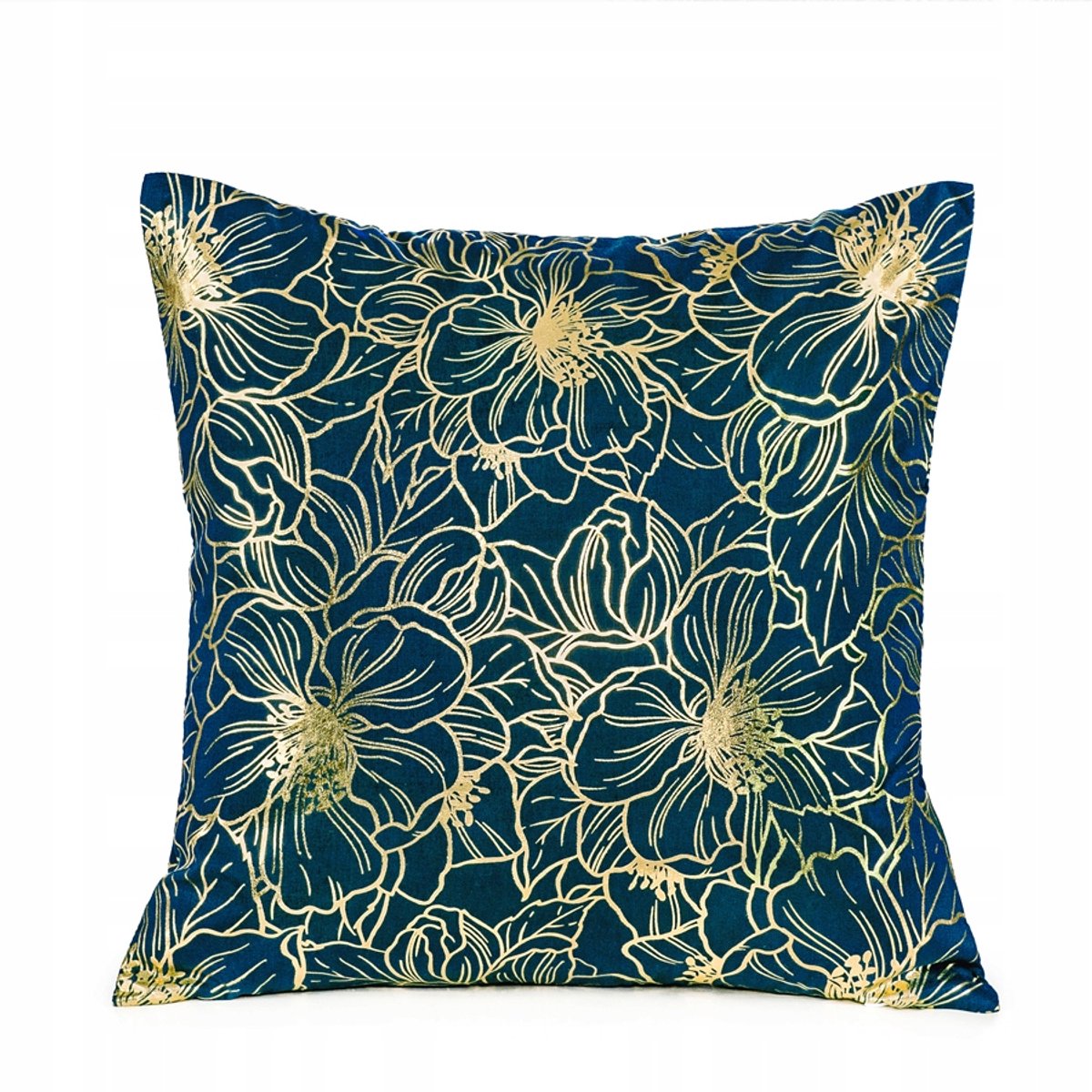 Turkoois sierkussen met gouden patroon 40x40cm