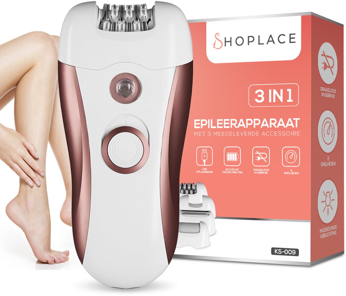 Bol.com Shoplace 3 in 1 Epileerapparaat dames - Epilator - Epilady - Ladyshave - Ontharingsapparaat - Scheerapparaat - Eeltverwi... aanbieding