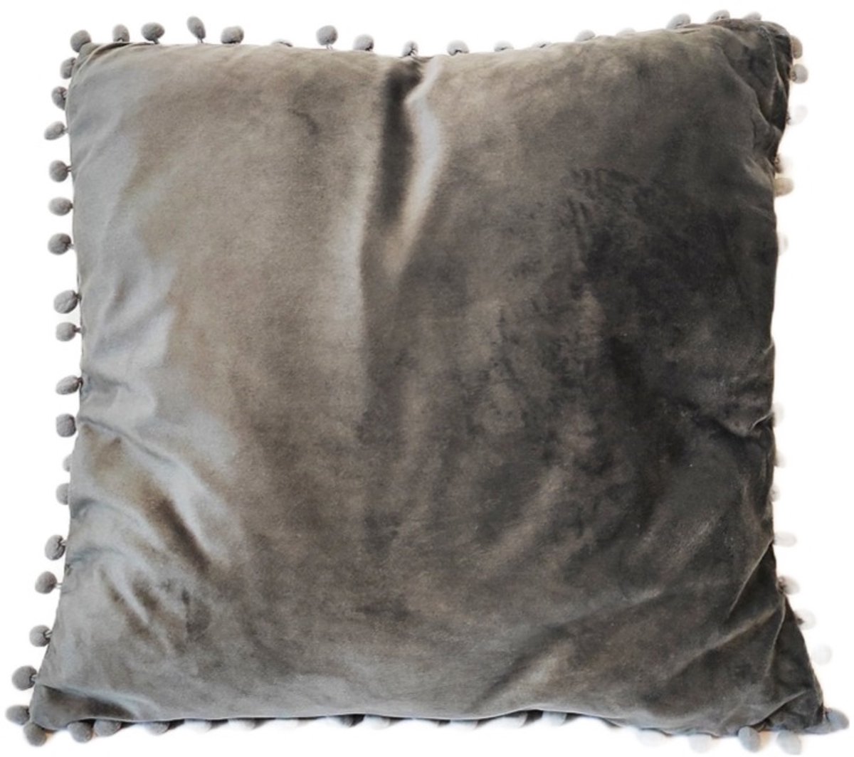 Decoratieve Kussensloop 40x40 cm Velours met Pompons Grijs
