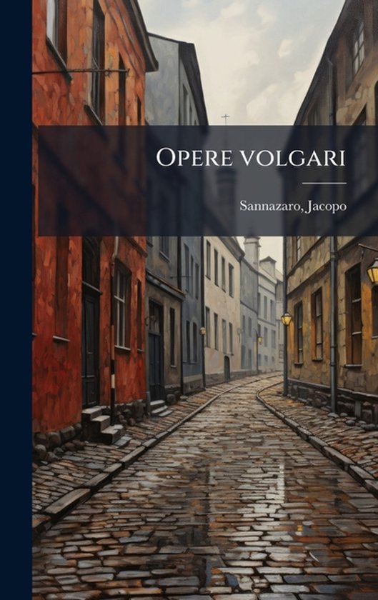 Boek met de titel Opere Volgari, geschreven door Sannazaro, Jacopo. Afbeelding van een straat met stenen bestrating, omringd door gebouwen.