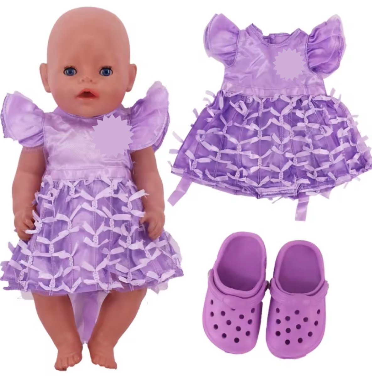 Jurkje met Crocs “Geschikt voor Baby Born”– Accessoire en Kleertjes voor je 36 + 43 cm alle Babypoppen en BabyBorn Pop