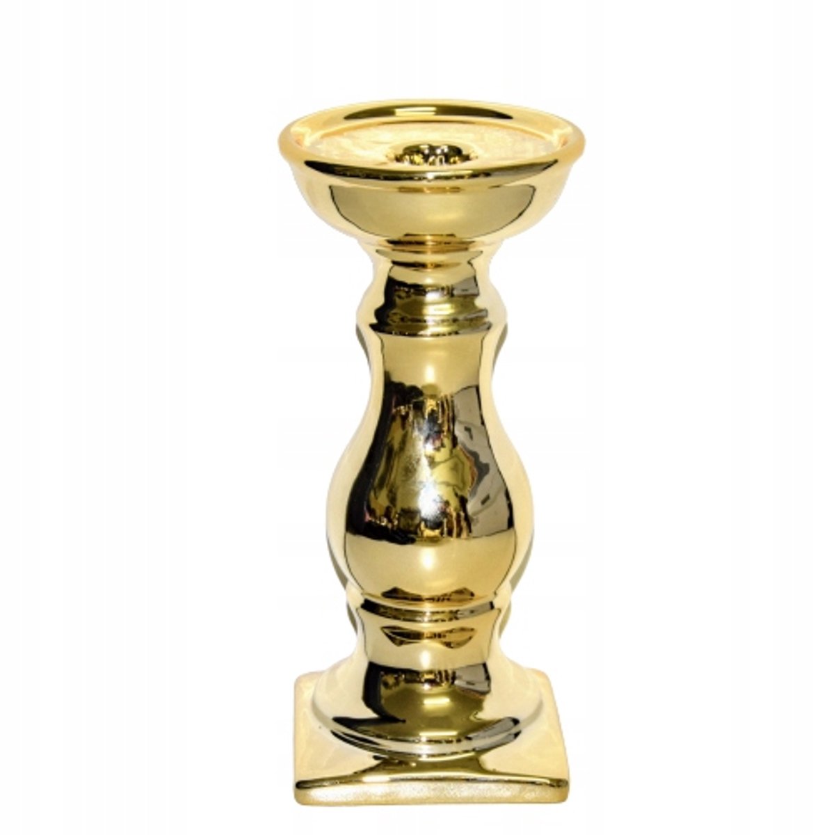 Kleine Gouden Kandelaar 20cm - Vintage Keramiek