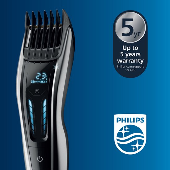 Philips tondeuse met digitaal display, getallen 2.3 mm en 5 jaar garantie.