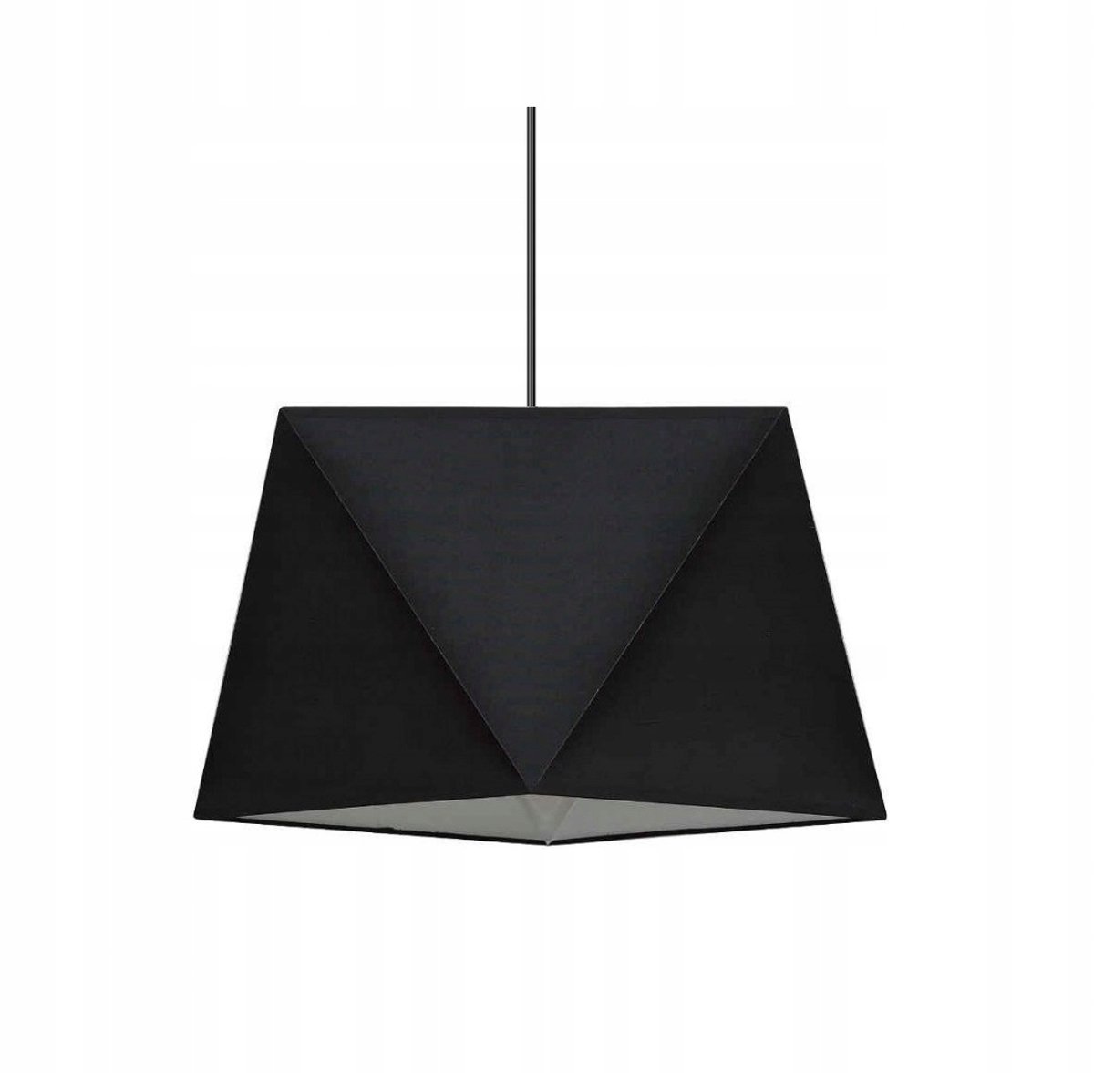 Grote zwarte hanglamp met stoffen kap - Diamant design