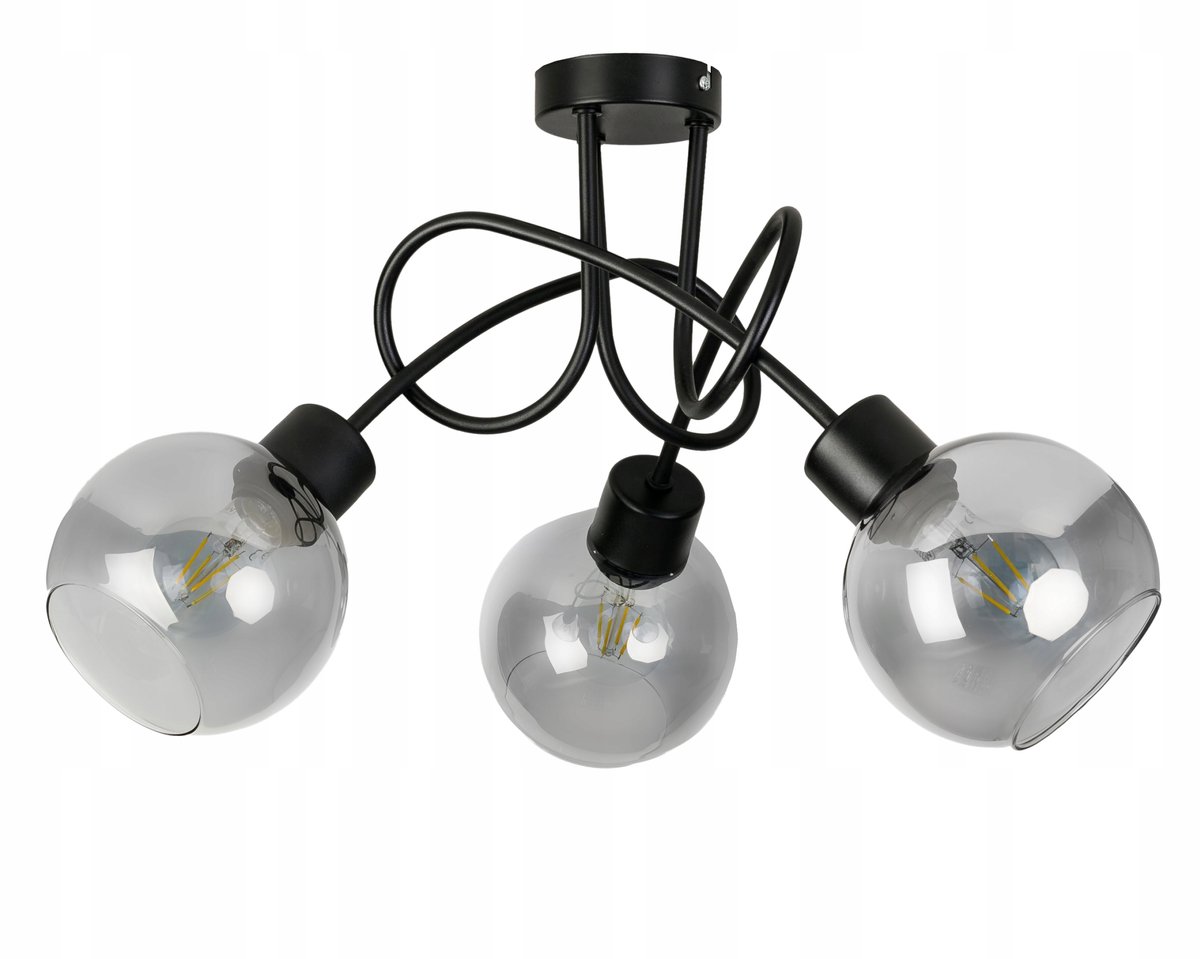 Hanglamp Loft Glas 3xE27 Zwart/Grijs - Industriële Stijl
