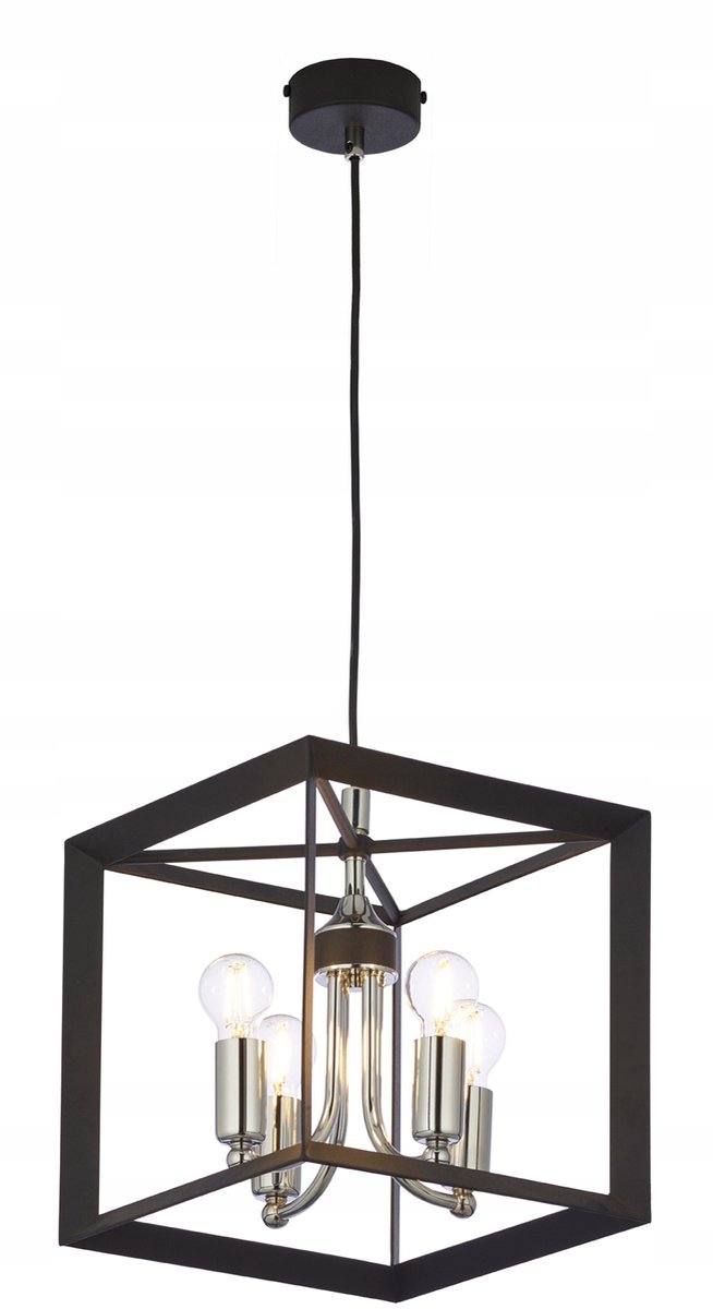 MAY Hanglamp Zwart/Chroom E14 4x60W Loft Stijl