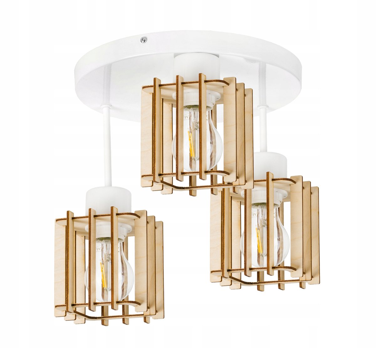 Moderne Plafondlamp met Houten Accent, 3xE27 Fitting