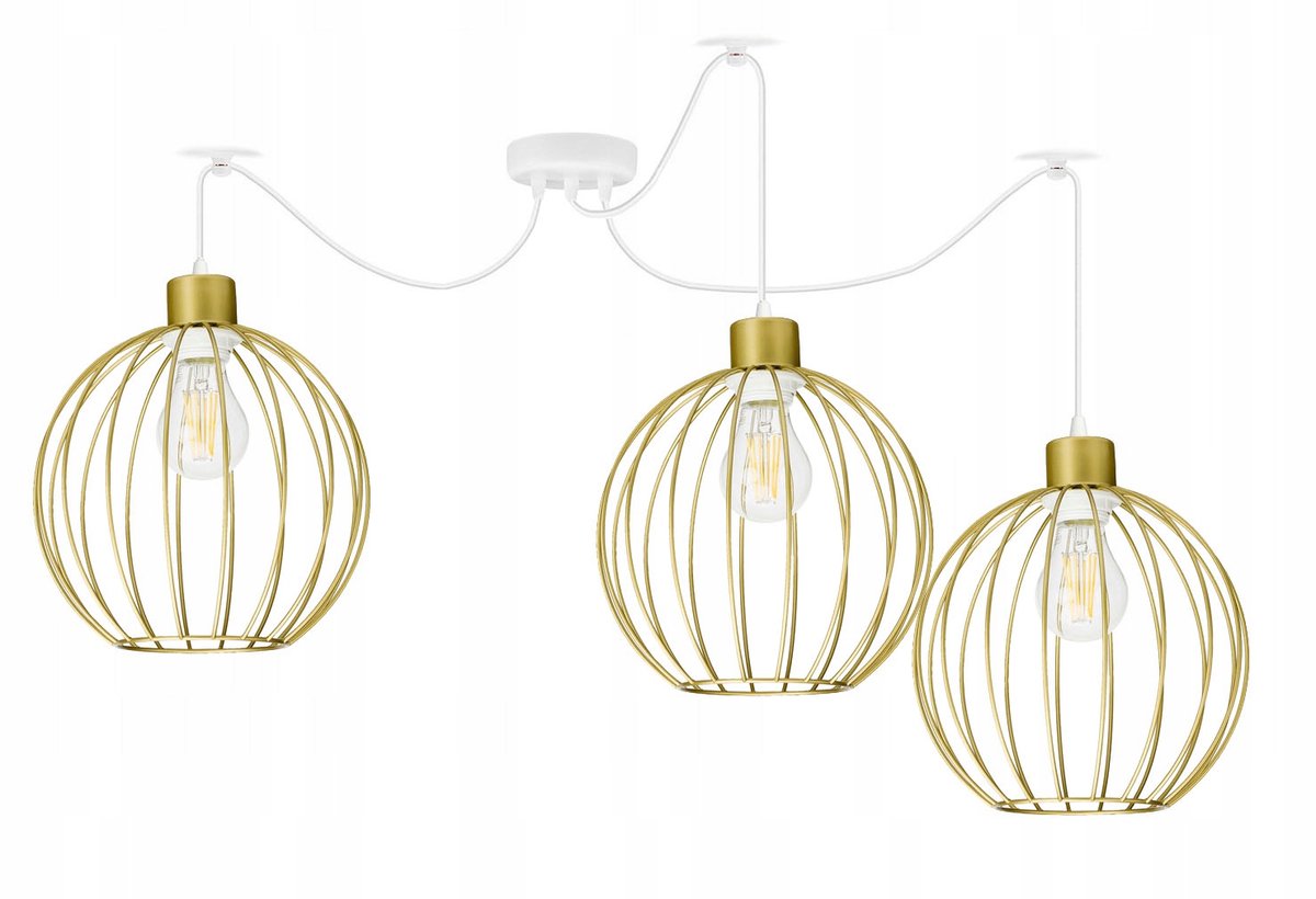 Hanglamp ZWISS Loft met 3xE27 Kappen - Goud Metaal
