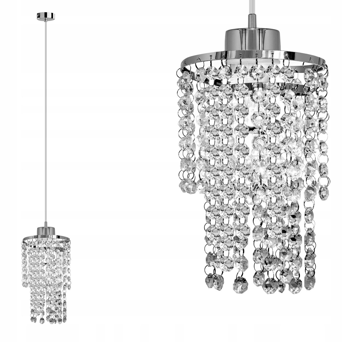 Hanglamp Kristal LED Plafundllamp E27 60W Chroom 1-115