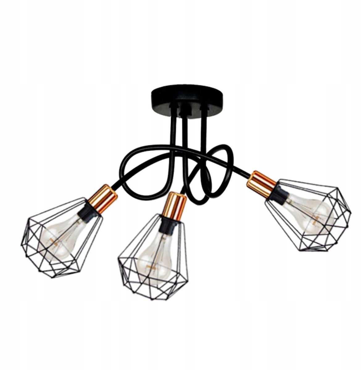Komat Hanglamp Loft Zwart Koper 3x E27 - Stijlvol Woonkamer Verlichting