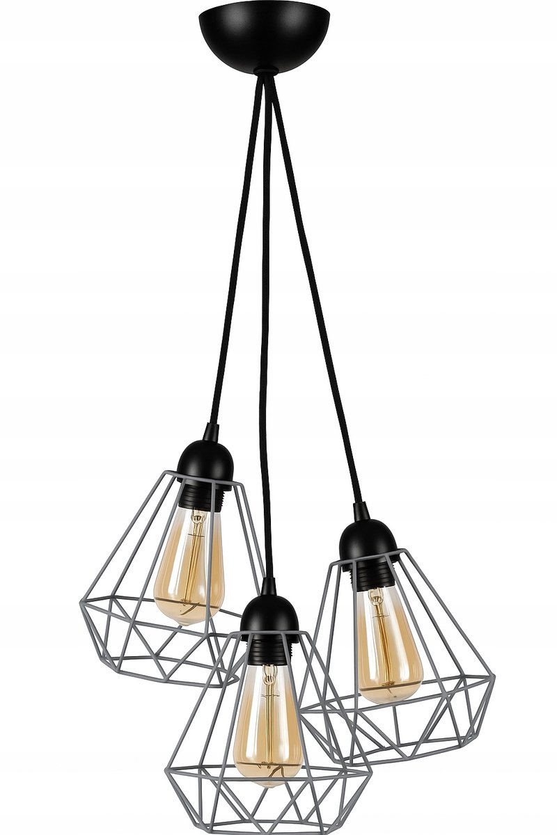 Driepersoons Diamond Draadlamp Grijs - E27