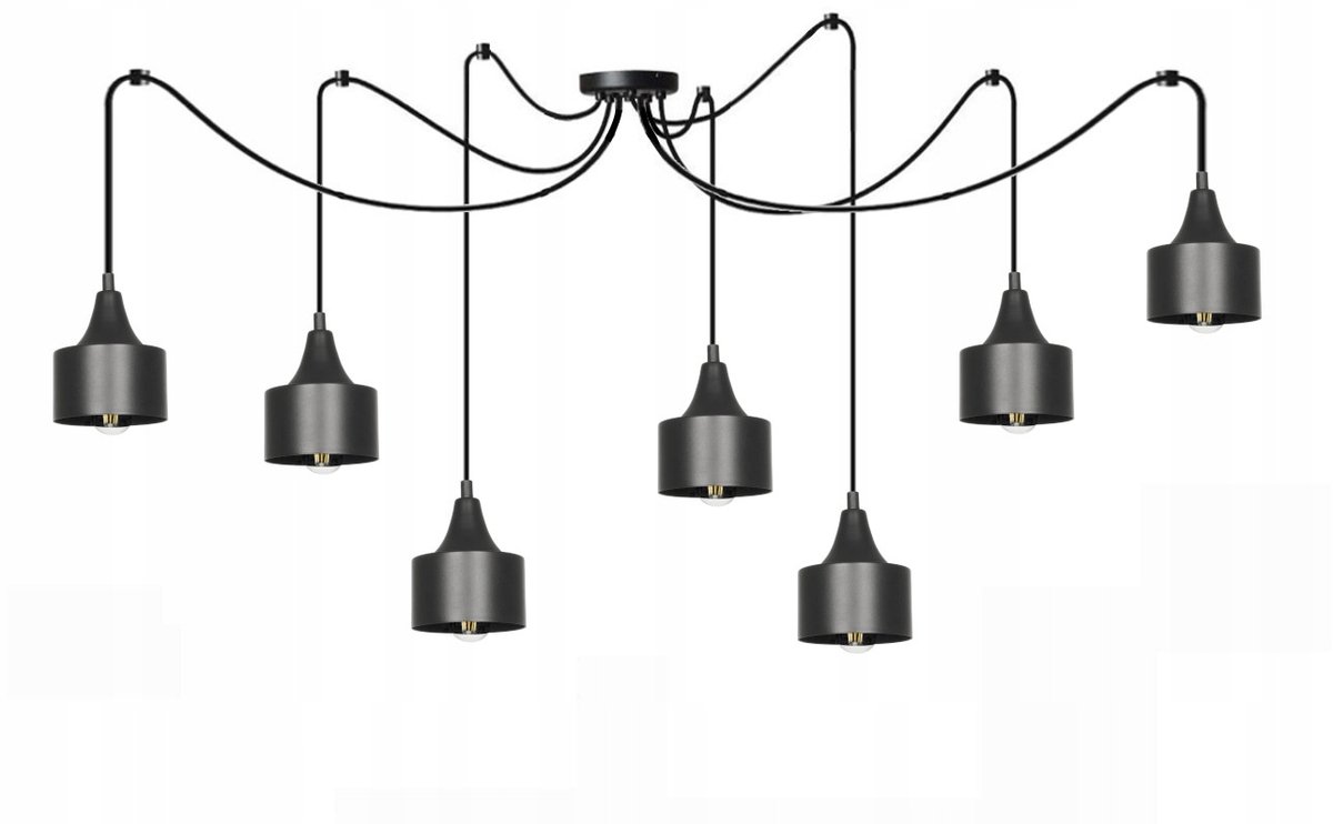 Moderne Hanglamp Tornado 50-10.7P - 7xE27 - Zwart Metaal