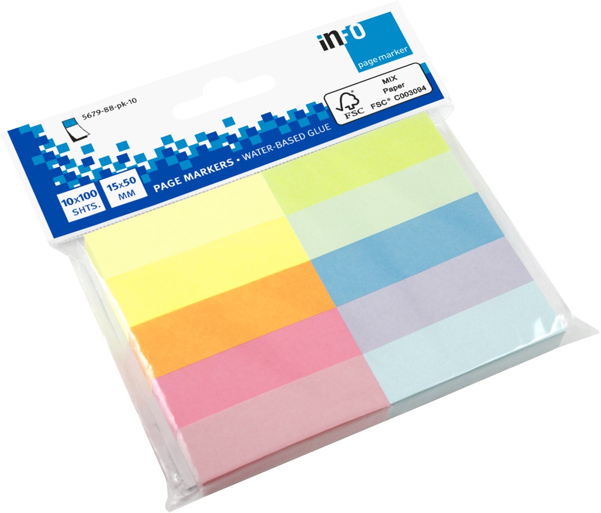 Info page markers - 10 x 100 vel - 15x50mm - assorti - IN-5679-88