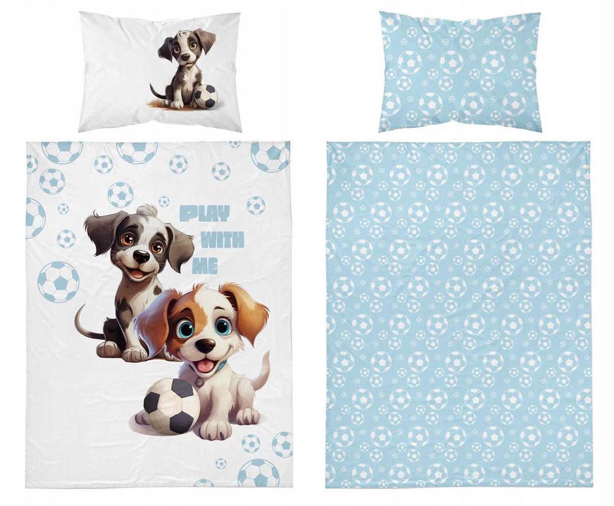 Kinderbeddengoed 2-delig Katoen 120x90cm - Kleine Voetballers Blauw