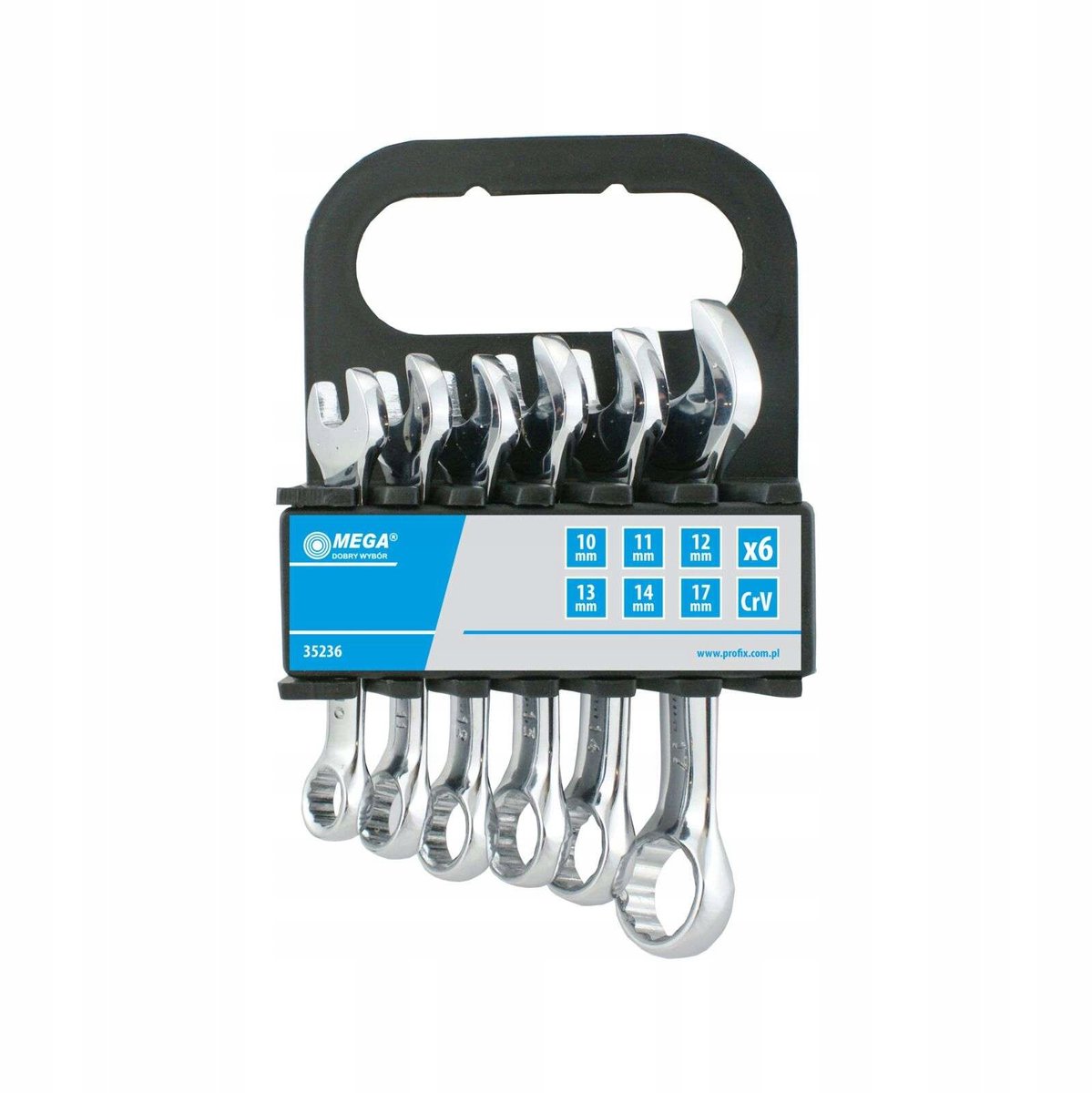 MEGA Ring Steeksleutelset Kort 10-17mm CrV 6 Delig