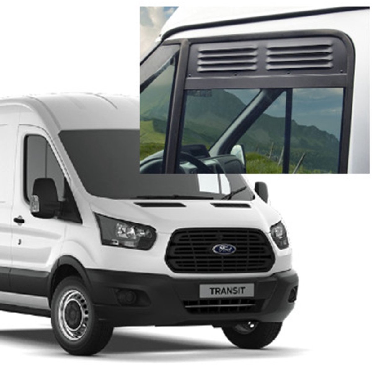 Ventilatieroosters Set Ford Transit vanaf 05/2014 tot Heden Raamroosters Links en Rechts R