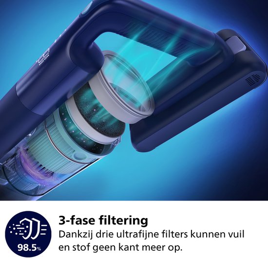 Philips Steelstofzuiger Draadloos XC2011/01 - Zuigmond met LED verlichting - Zonder Zak - Incl Handstofzuigerfunctie - Alle Vloertypen - Lichtgewicht