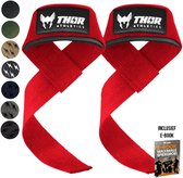 Thor Athletics Lifting Straps - Krachttraining Accessoires - Powerlifting Straps - Deadlift Straps - Rood - Inclusief E-Book - One Size