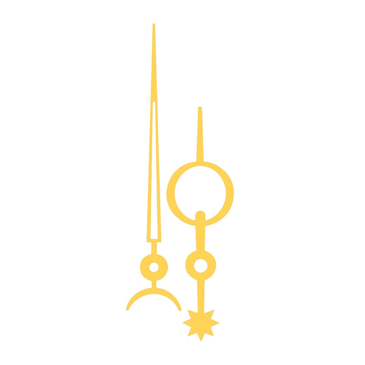 Paar radiografisch bestuurbare Breguet gele minutenwijzer - L: 80 mm