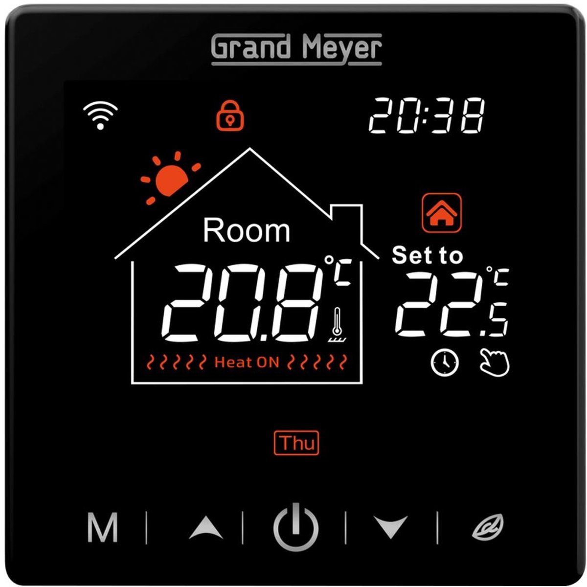 Programmeertbare Wi-Fi thermostaat SN-20, 16A, 230 V, Zwart
