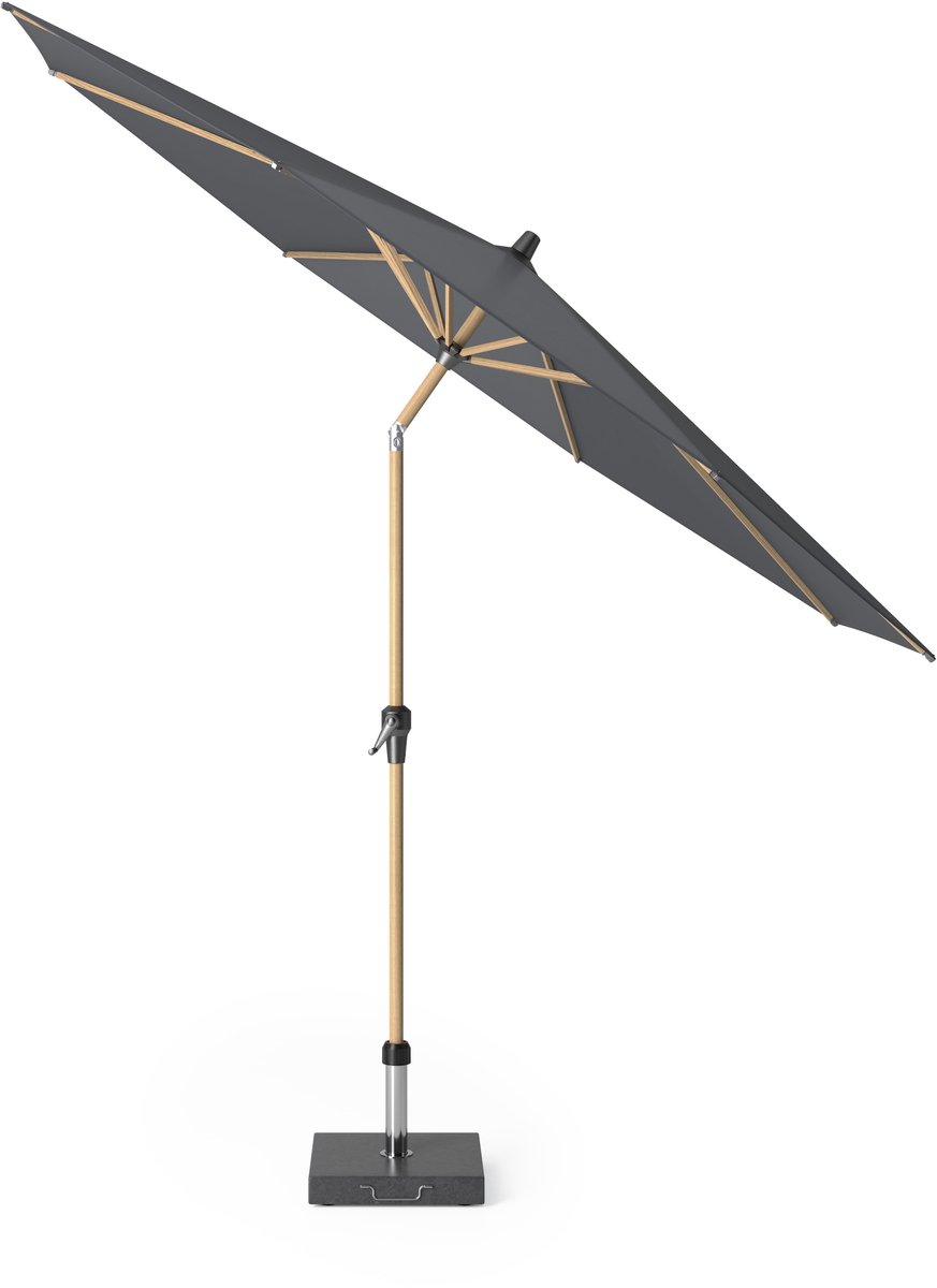 Platinum Sun & Shade - Middenstokparasol - Riva - Ø250cm - Teak Look - Antraciet - Kantelbaar - Easy-up draaisysteem - 96% UV protectie