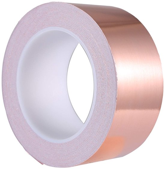 Koperband (10 mm x 25 m), koperband voor slakken voor tuinen, plantenzones, kopertape voor schakelingen, reparaties, EMI-afscherming, getint glas voor kunst en handwerk