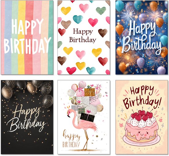 Wenskaarten + Enveloppen 6 stuks – Dubbele Kaart van Stevig Papier – Wenskaart / Wenskaarten Blanco (Wenskaarten Zonder Tekst) – Wenskaarten Verjaardag – Verjaardagskaart – Verjaardagskaarten met Envelop – Inclusief Kraft Enveloppen – SET A