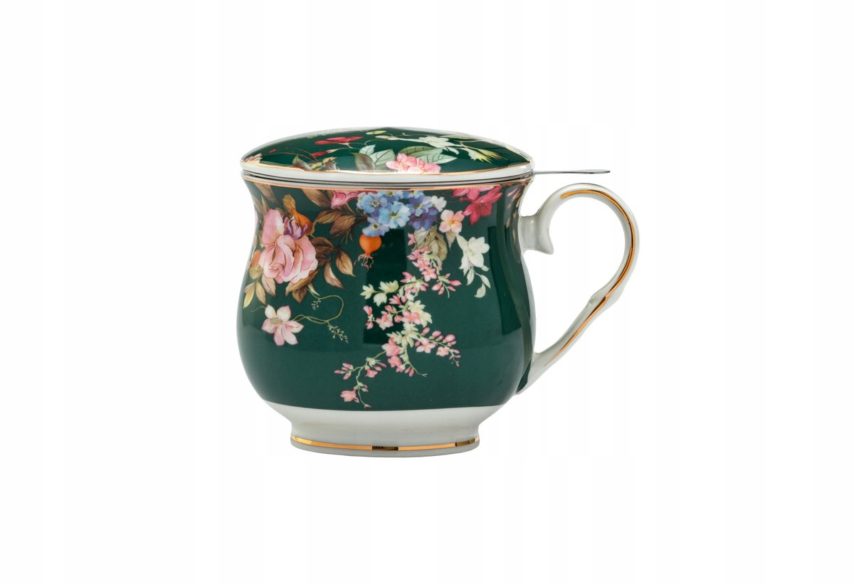 Porseleinen Theemok met Zeef en Deksel - 480 ml - Bloemen