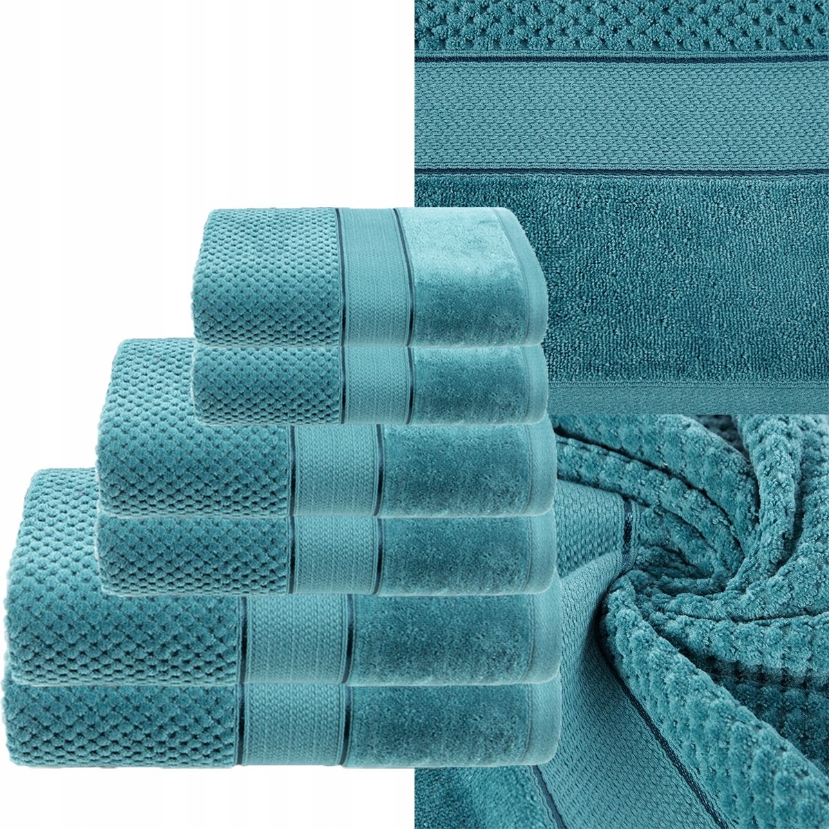 Luxe overdekte handdoekenset (6-delig) - 500 g/m² turkoois