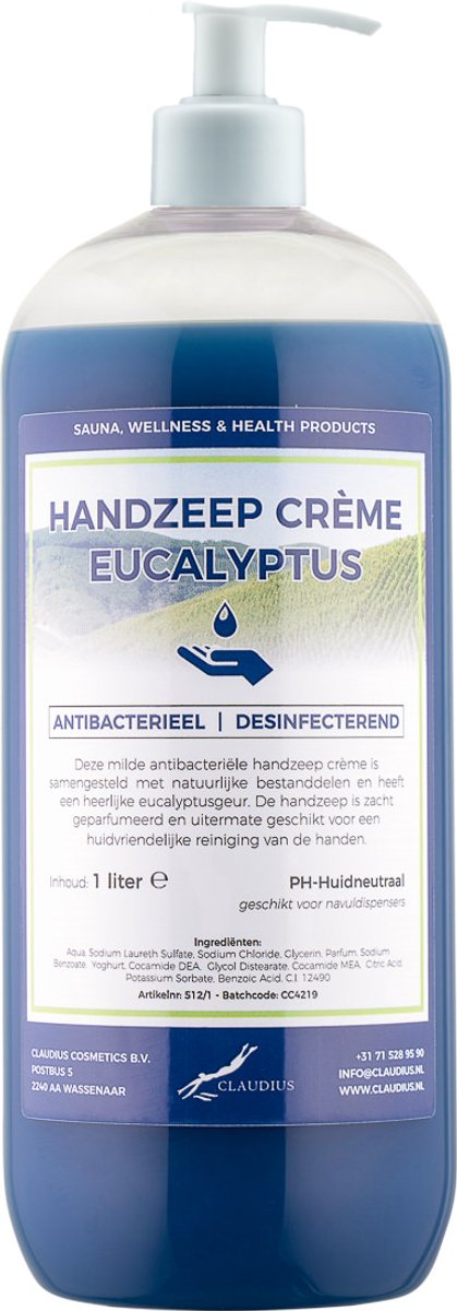 Handzeep Crème Eucalyptus 1 liter - met gratis pomp