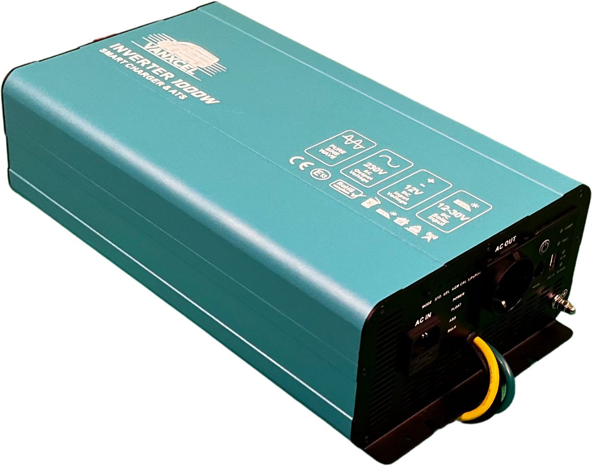 VanXcel 5-in-1 Converter 1000W Camper Omvormer 12V-230V Pure Sine Wave - Solar Lader Inverter USB met Afstandsbediening