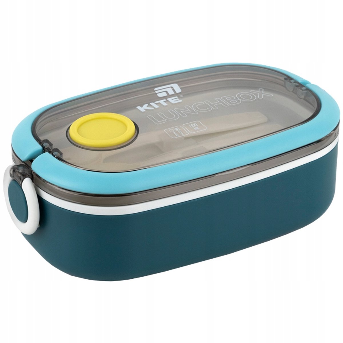 Lunchbox met vakjes & bestek, 900ml, BPA-vrij, blauw