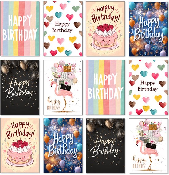 Wenskaarten – Set 12 A6 met Enveloppen – Blanco Binnenzijde & Stevig Papier – Set A - Kleurmedia®