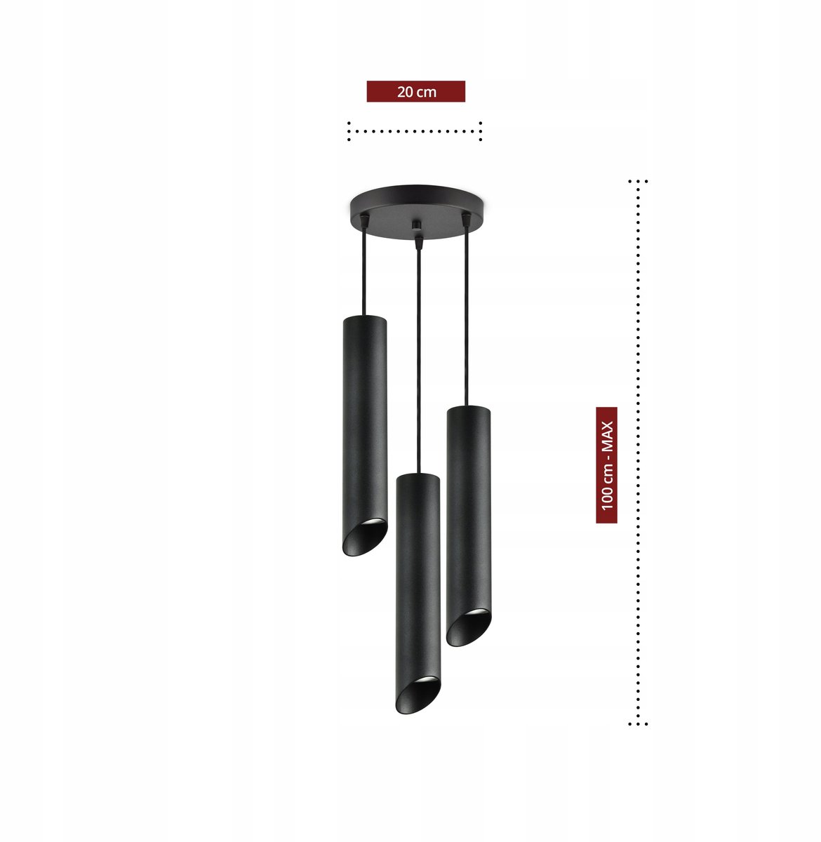 Moderne Hanglamp Tuba GU10 Zwart Mat - 3 lichtpunten, verstelbaar