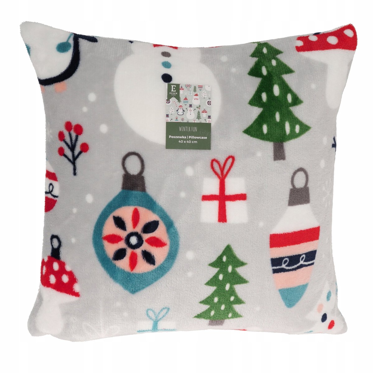 Zachte Winter Fun Kussenhoes 40x40 cm - Sneeuwpop & Pinguïn