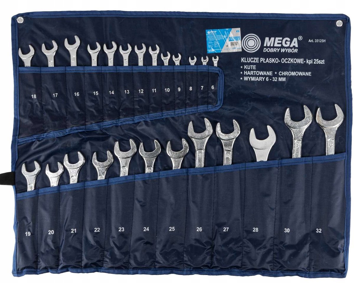 Mega Ringsleutel Set 25 Delig 6-32mm Koolstofstaal Verchroomd