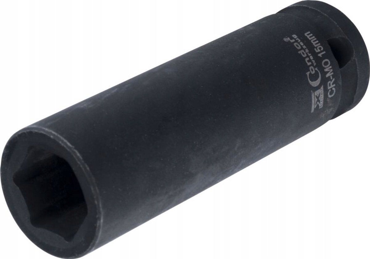 Slagdoppenset 1/2", 15mm, 6-kant, lang, CrV staal