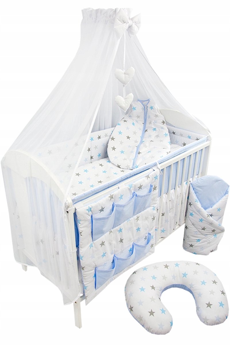 Image of 12-delige babybeddengoedset met luifel en luiertas