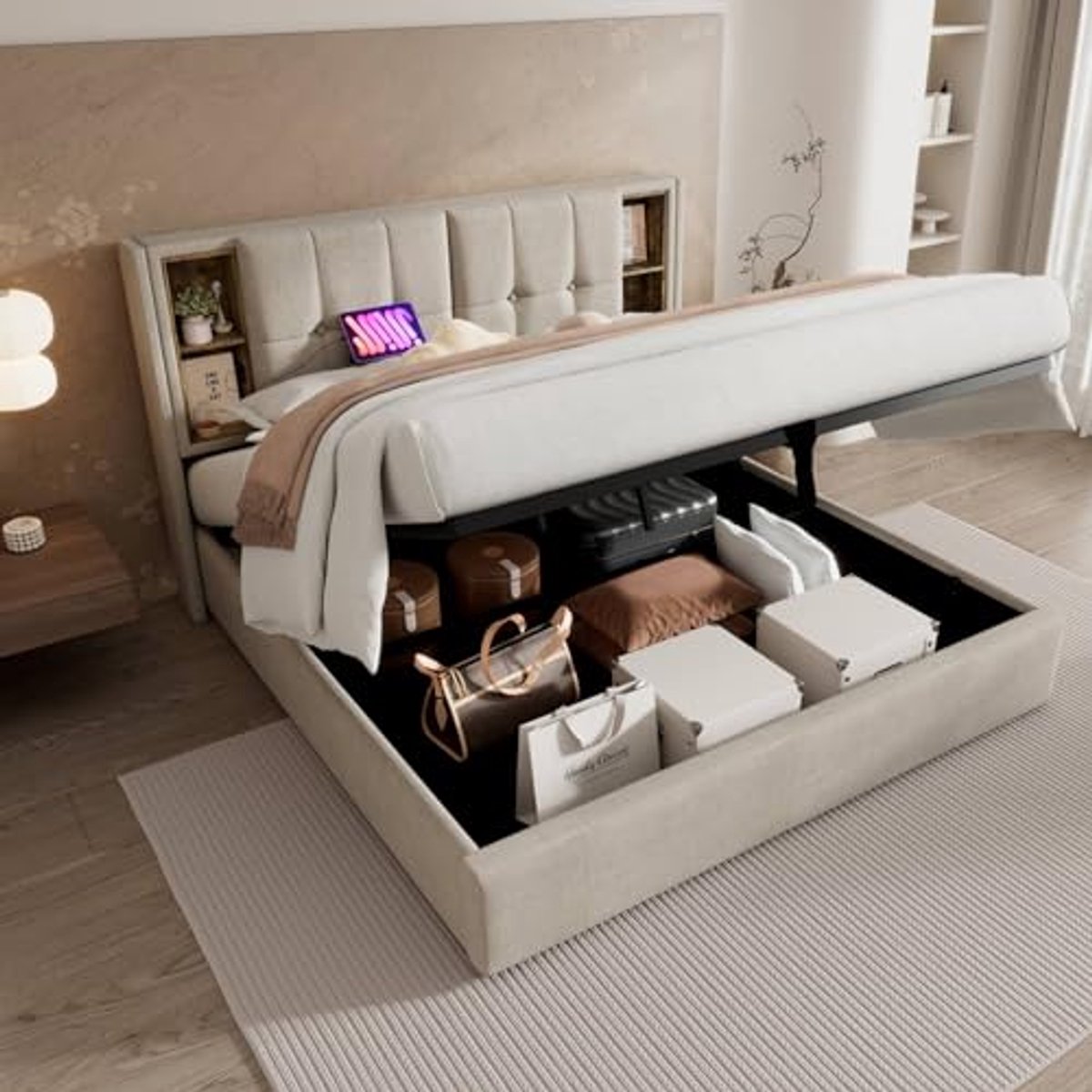 Ga voor comfort en opslag met een geadvanced bed met draadloos opladen en opbergruimte