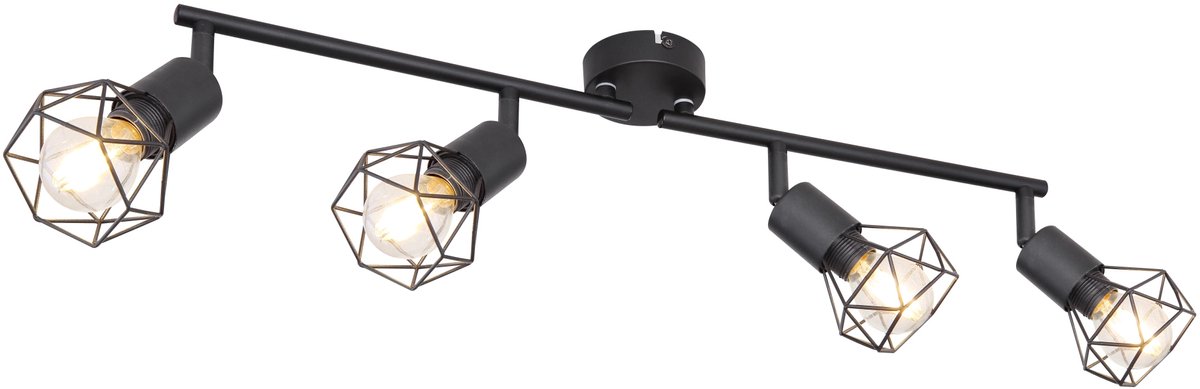Globo Plafondlamp zwart woonkamer verlichting retro kooi spot verstelbaar Globo 58402S-4