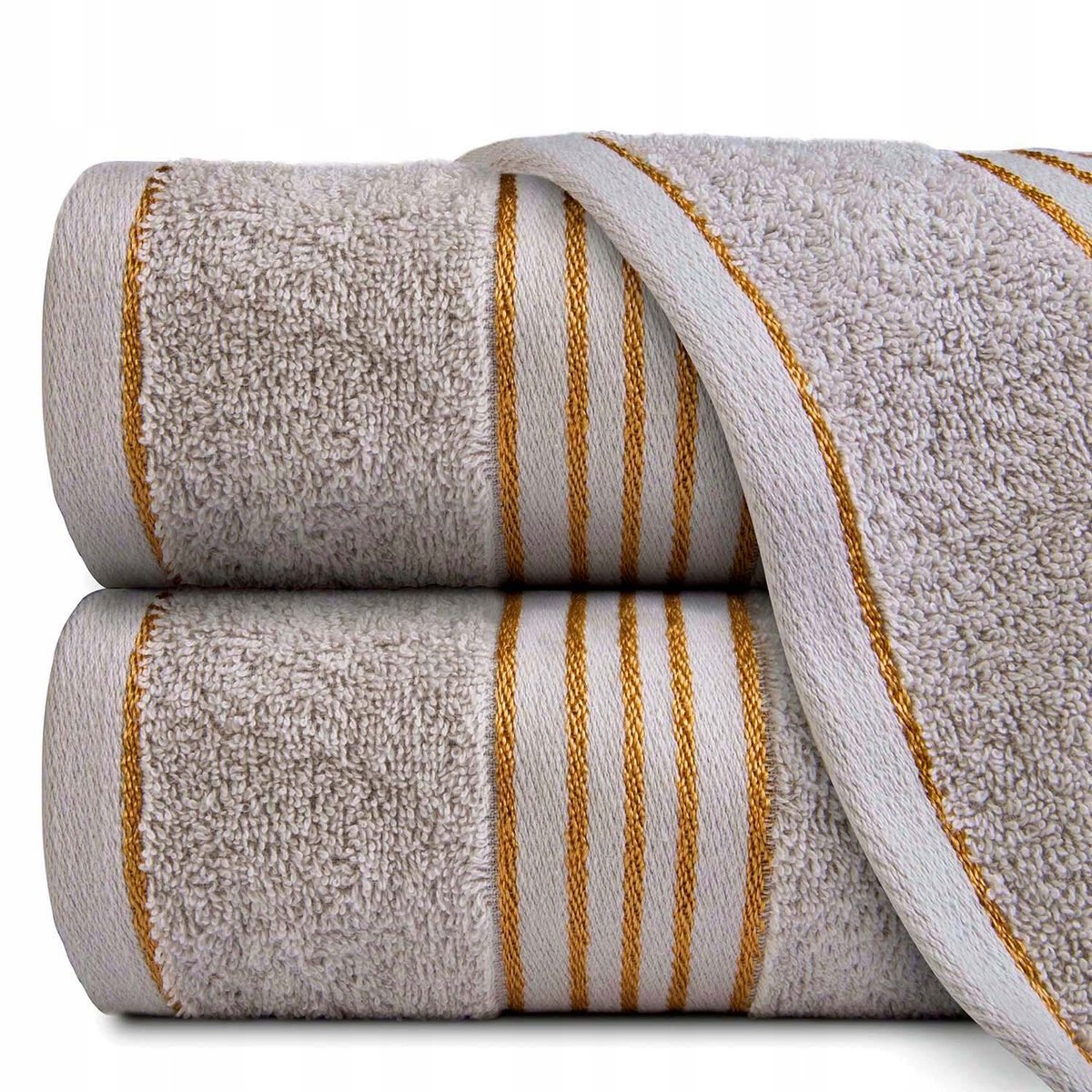 Darymex Tiwano Katoenen Handdoek 50x90cm - Grijs/Goud 500 g/m²