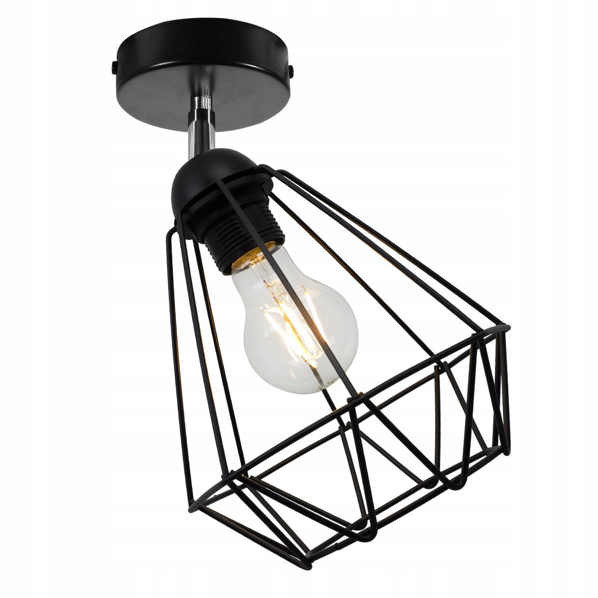 Zwarte Loft Plafondlamp Edison met Metalen Kap - E27
