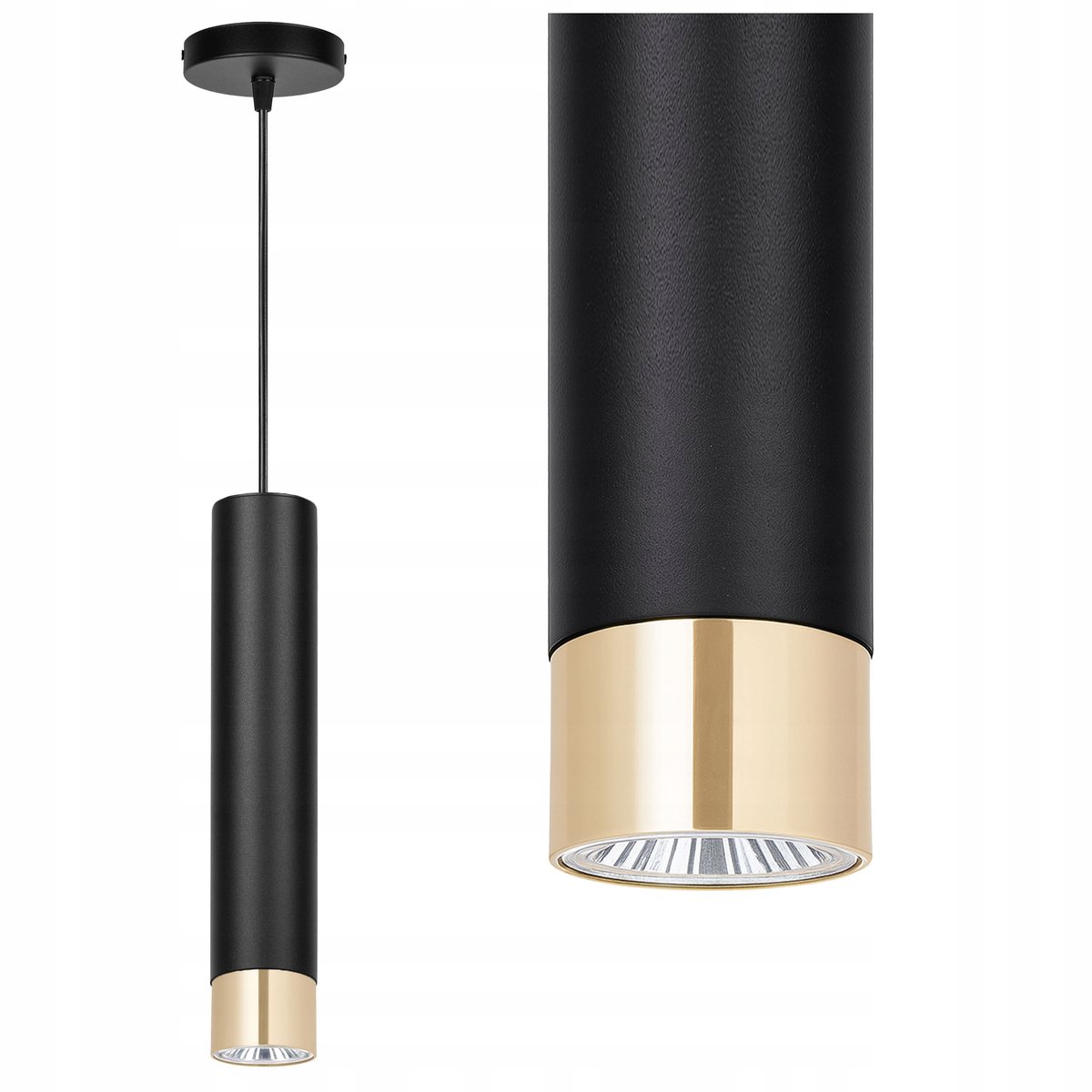 Moderne Zwart Gouden LED Hanglamp Tuba GU10 - Stijlvol Verlichtingsarmatuur