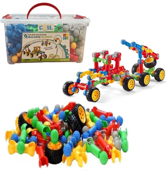 COIL bouwstenen, verbindingsblokken, set verbindingsblokken, sensorische STEM-speelset, STEM-kunststof verbindingsspeelgoed, voor kinderen vanaf 3 jaar, 125 stuks