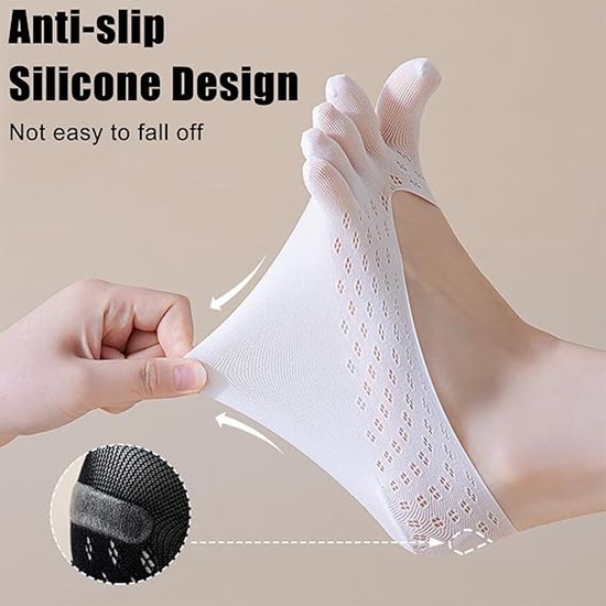 Antislip yogasokken, 5 paar dames antislipsokken, ademende vijfvingerige sokken, onzichtbare teensokken, geschikt voor hardlopen, yoga, pilates — afbeelding 2